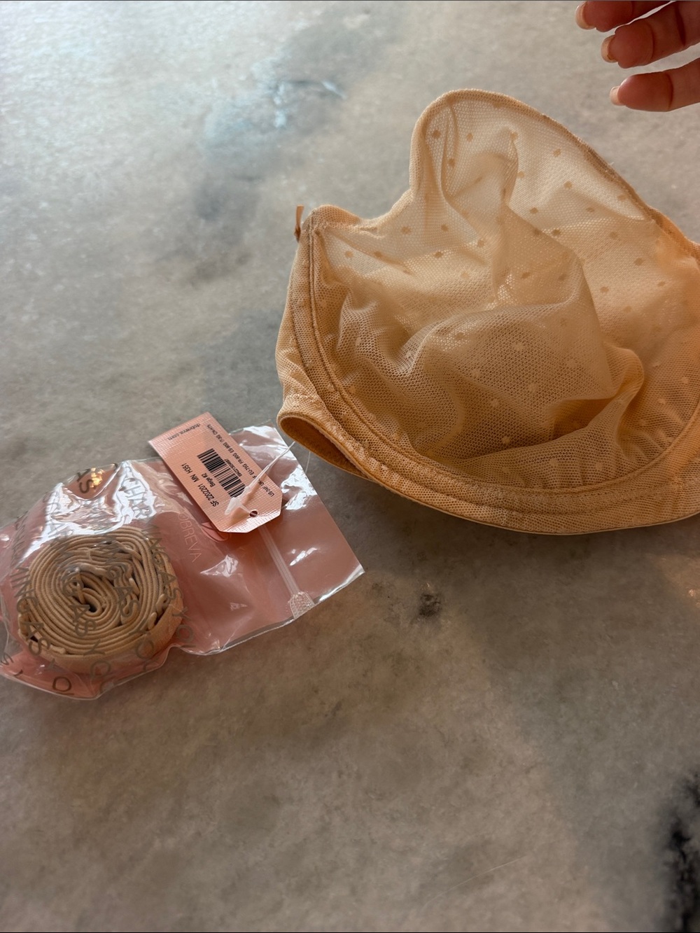 Beige Mesh Bra Cups with Removable Band - NEW